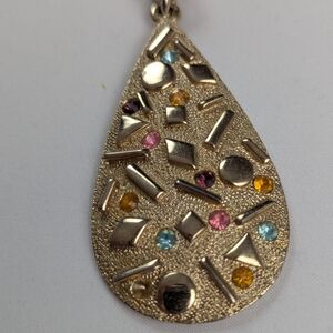Vintage 1959 Sarah Coventry Sultana Necklace Teardrop Pendant Geometric 24"